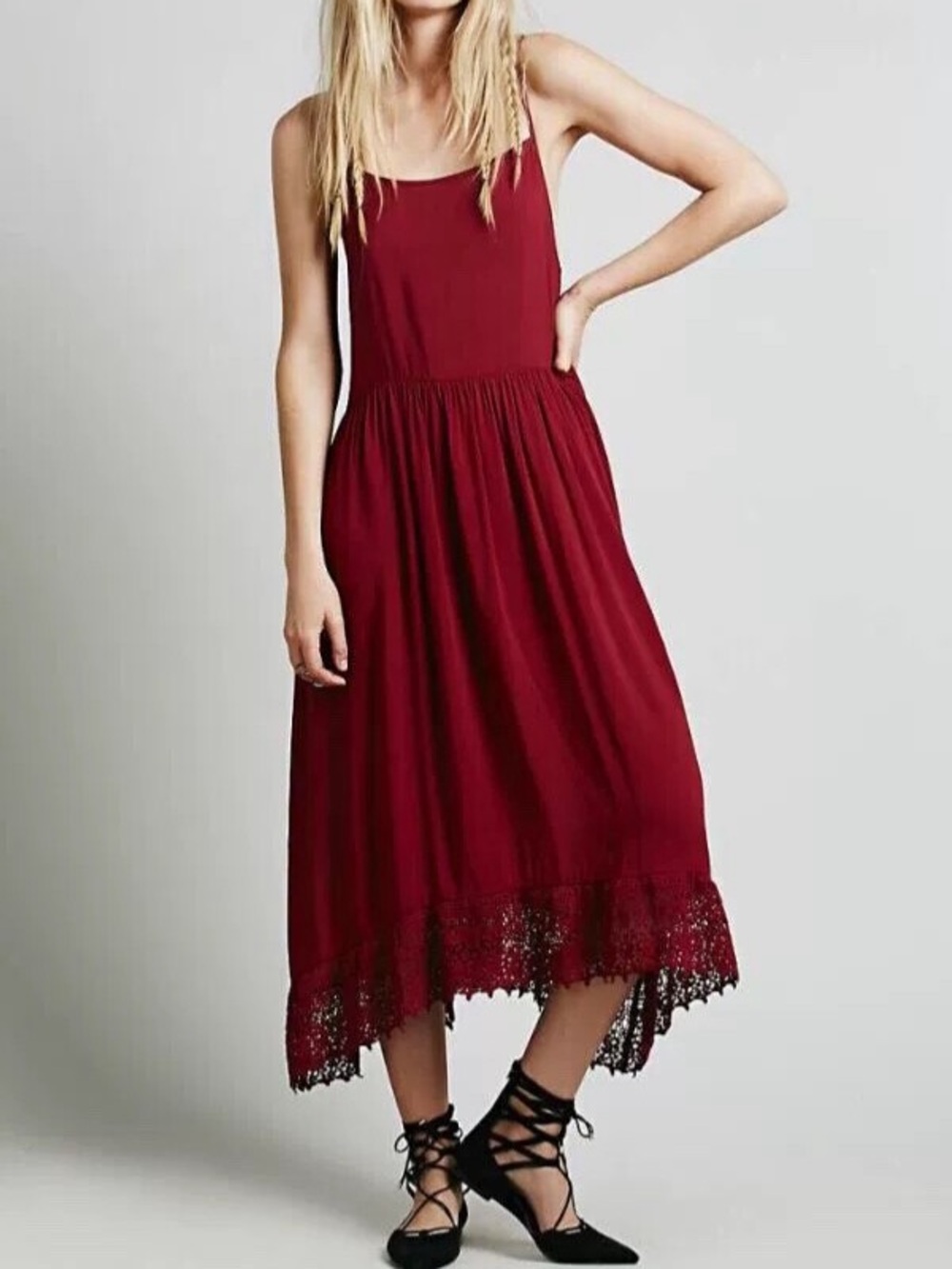 FREE PEOPLE Sleeveless Tank Lace Hem Dress